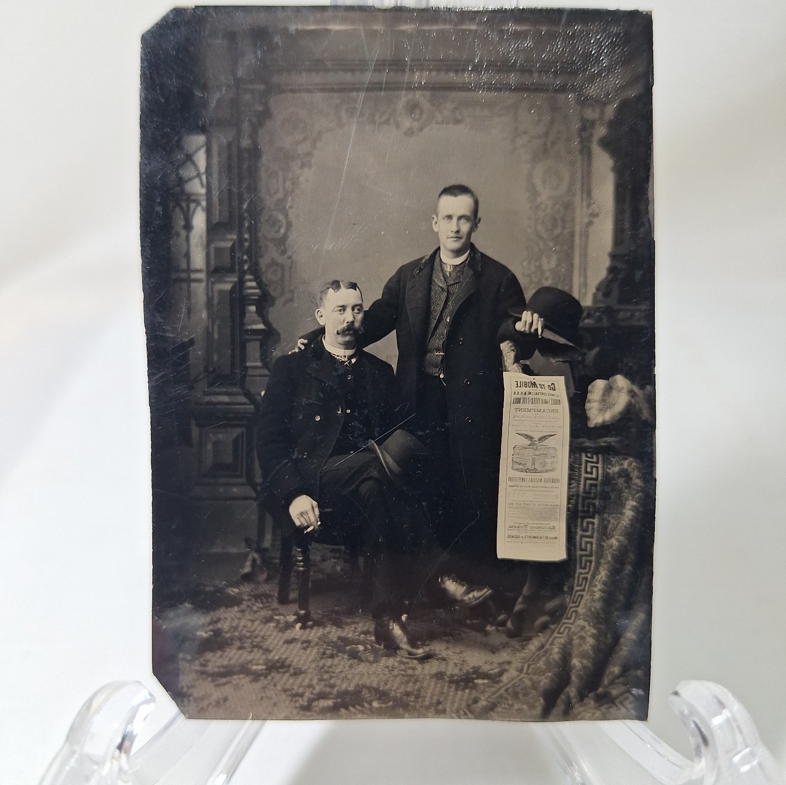 Rare 1888 Tintype Photo Illinois Central Railroad Excursion Flyer Mobile Alabama