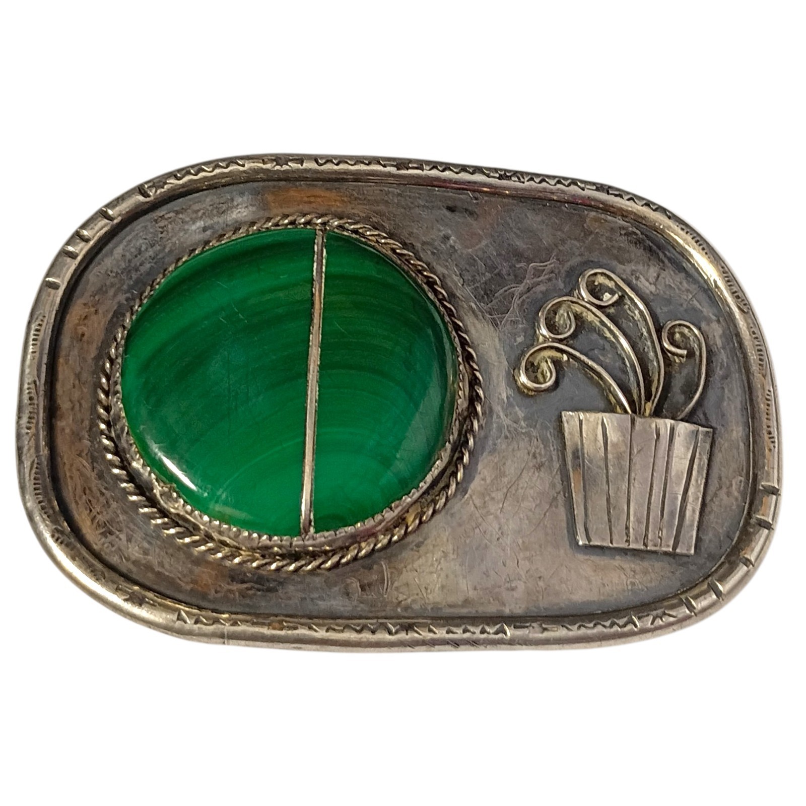 121.1grDeceased (1935–2024) Michael Rogers Paiute Malachite Buckle 