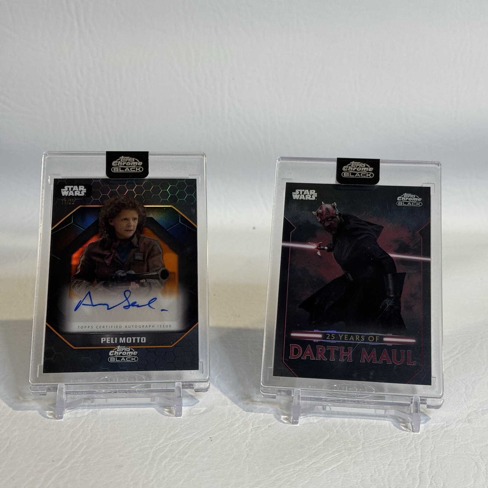 2024 Topps Chrome Black Star Wars Lot(2) Peli Motto Orange Auto /25 Darth Maul