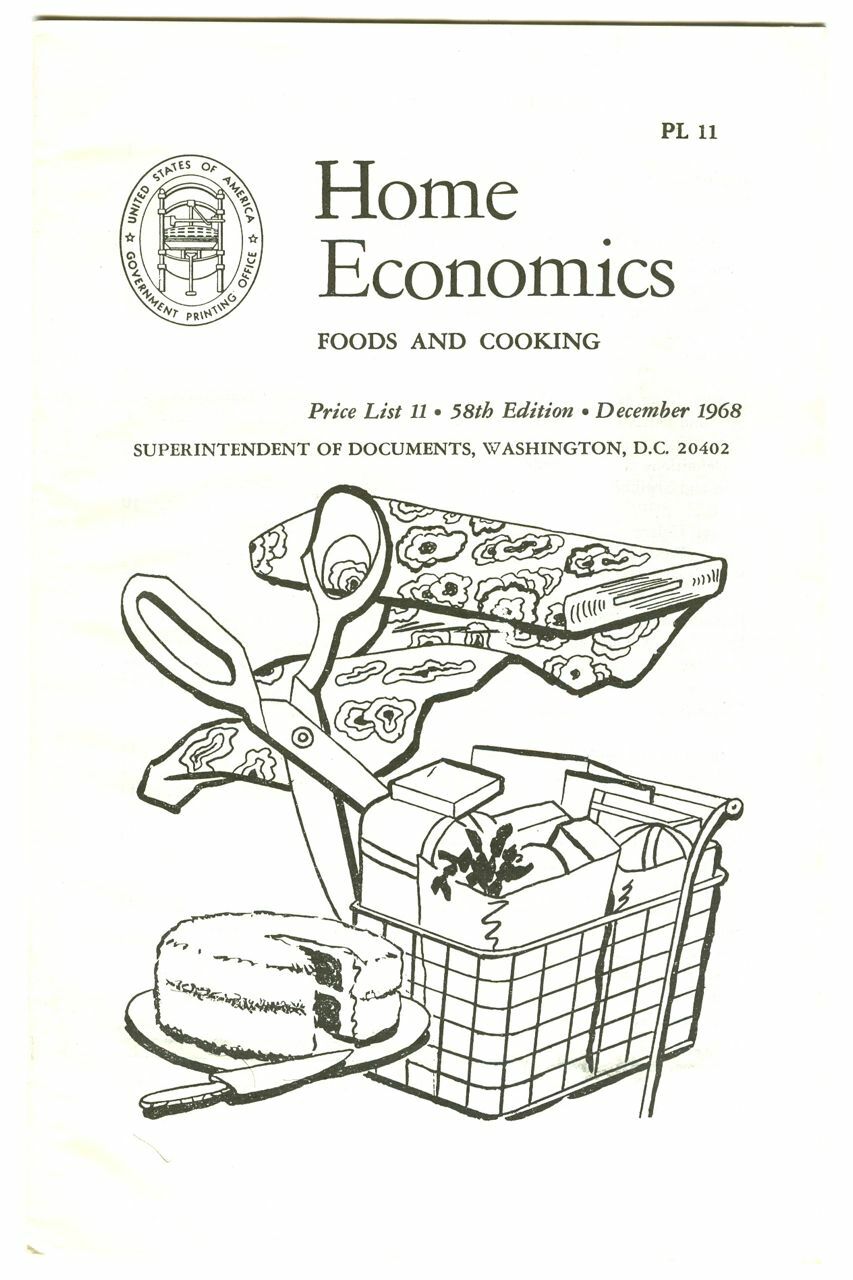 Vintage 1968 USGPO Home Economics FOODS & COOKING Booklet Price List #11