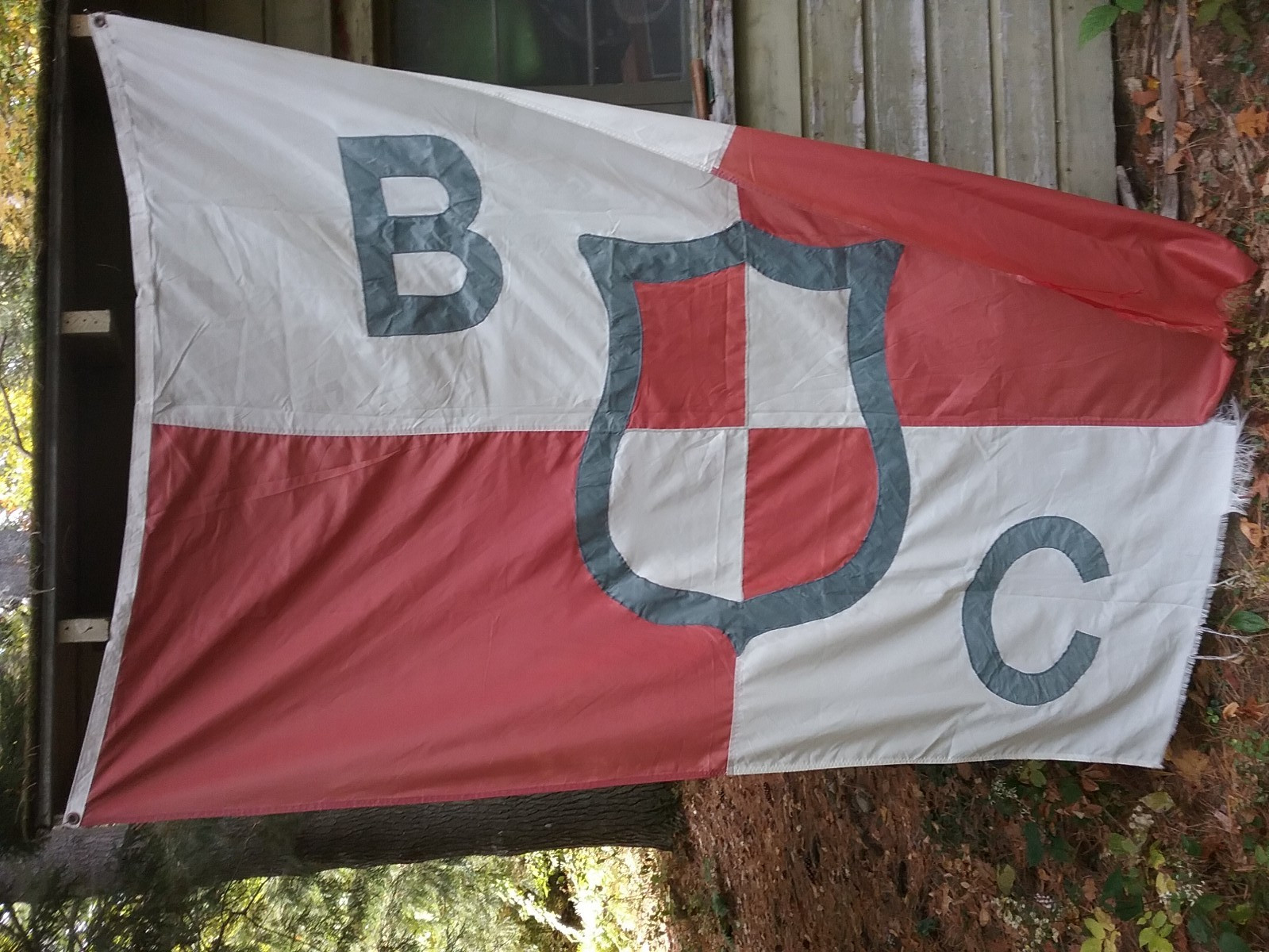 HUGE Vintage BOHEMIAN CLUB SF Clubhouse Banner Flag BOHEMIAN GROVE 5' x 8' VGC