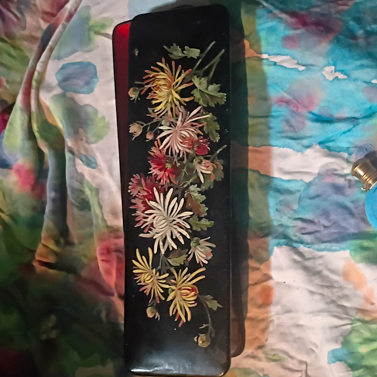 1900s Victorian glove Box Hand Painted Florals