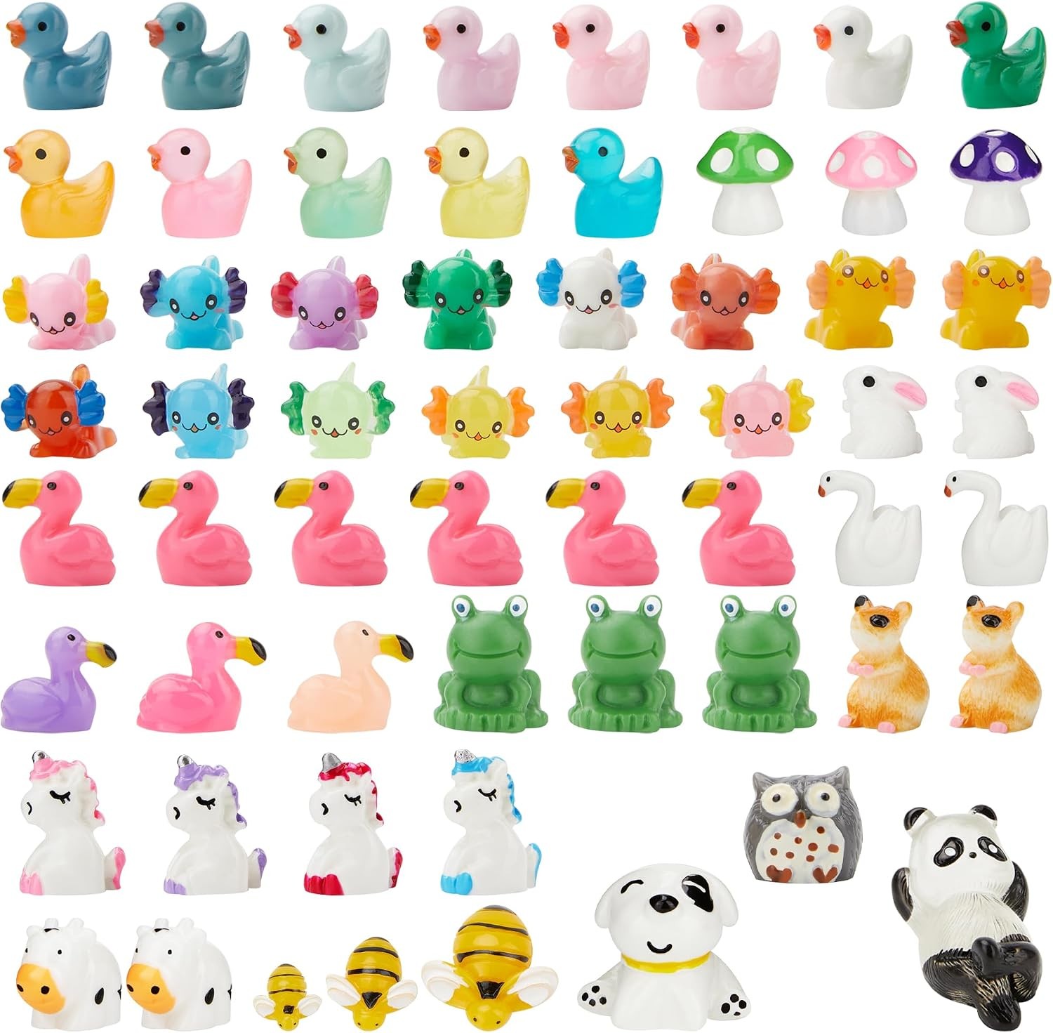 60Pcs Mini Resin Animals Figurines Set, Tiny Mixed Resin Animal Figures & Ducks 60Pcs Mini Resin Animals Figurines Set, Tiny Mixed Resin Animal Figures & Ducks