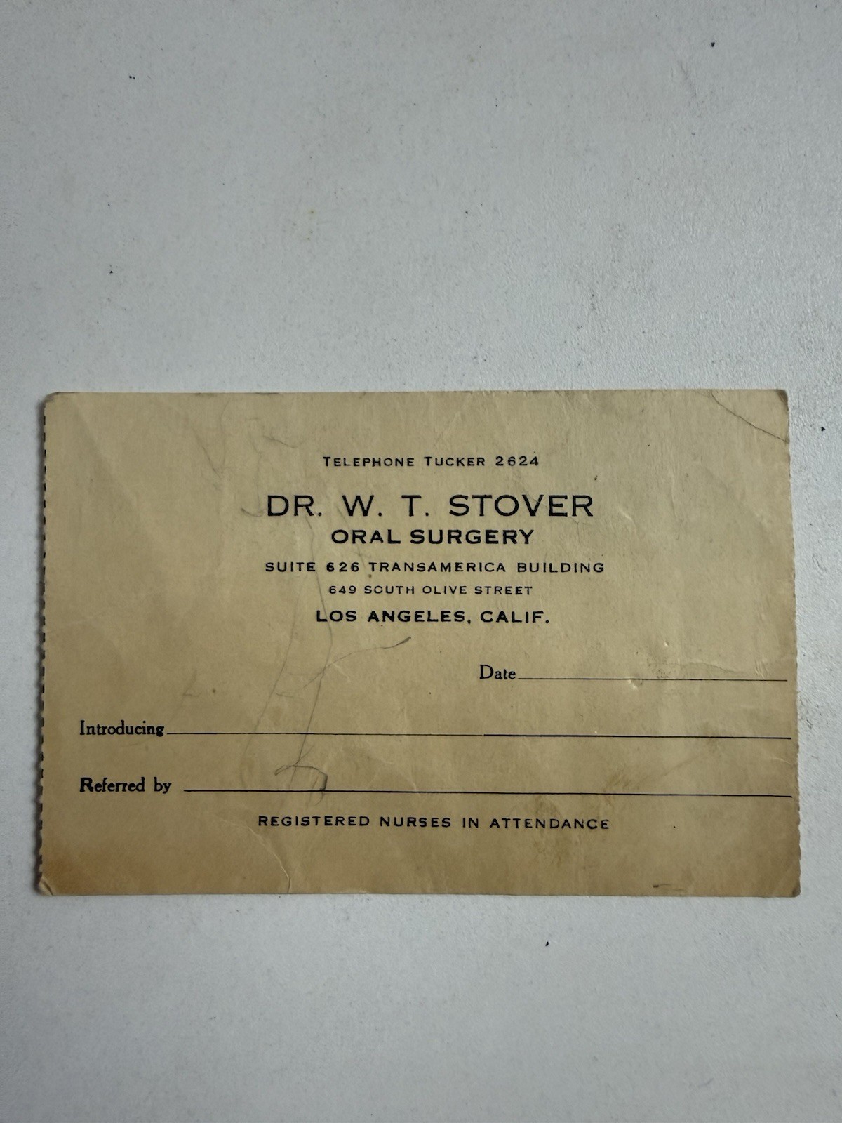 Vintage 1940s-50s LA Oral Surgeon Dental Tooth Chart Dr W T Stover Ephemera