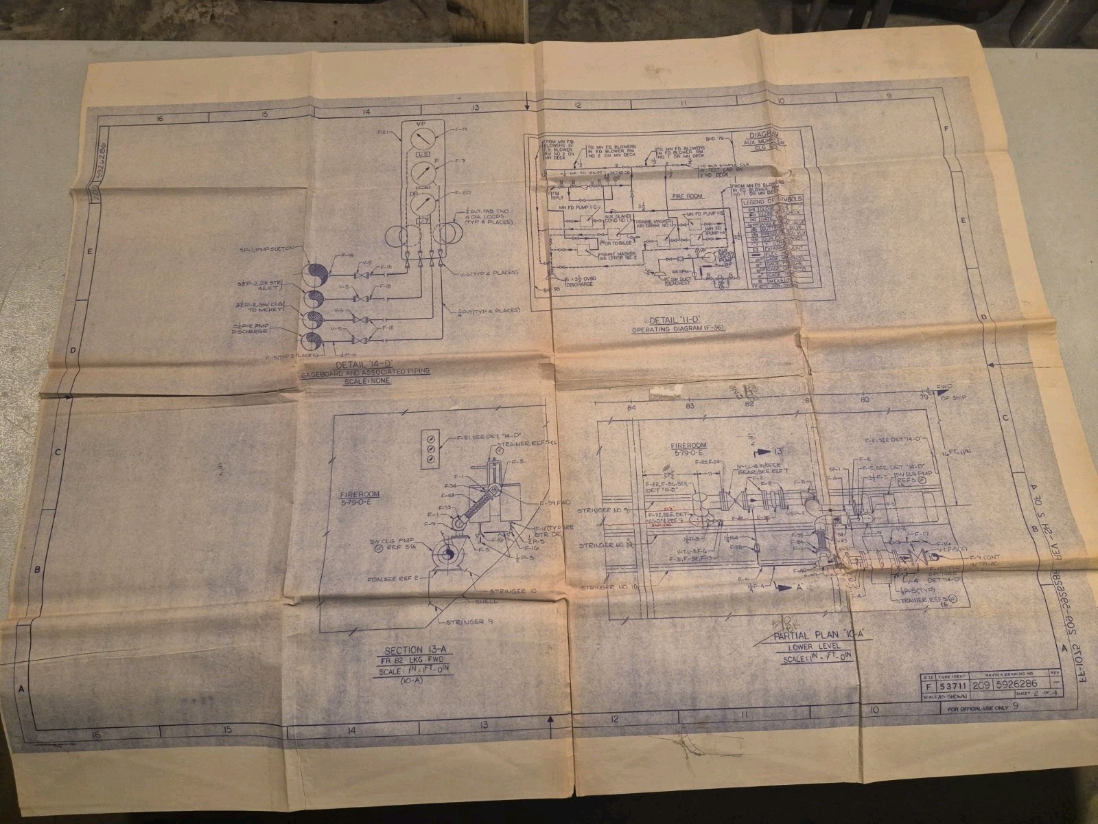 Vintage US Navy NAVSEA Blueprint Ship Engineering Drawing 5926286 Sheet 2