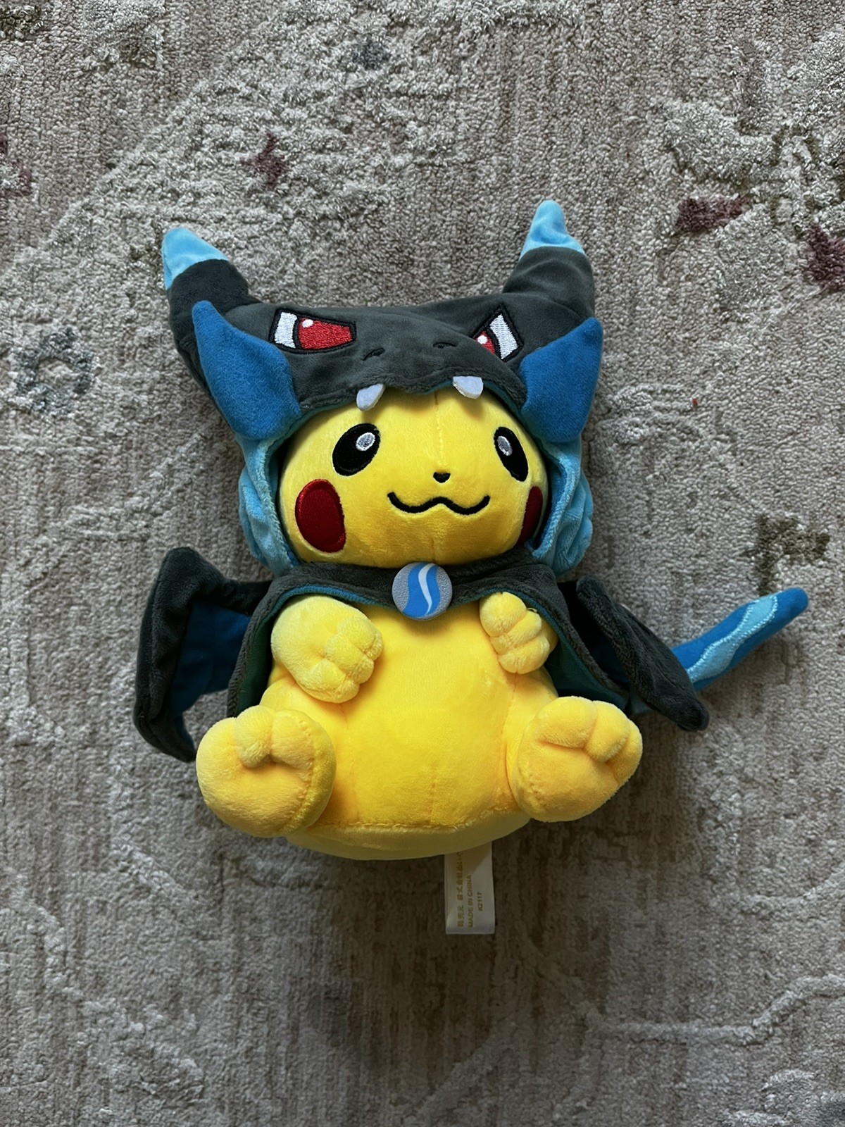 Pokemon Center 2014 Mega Charizard X Poncho Pikachu Plushie