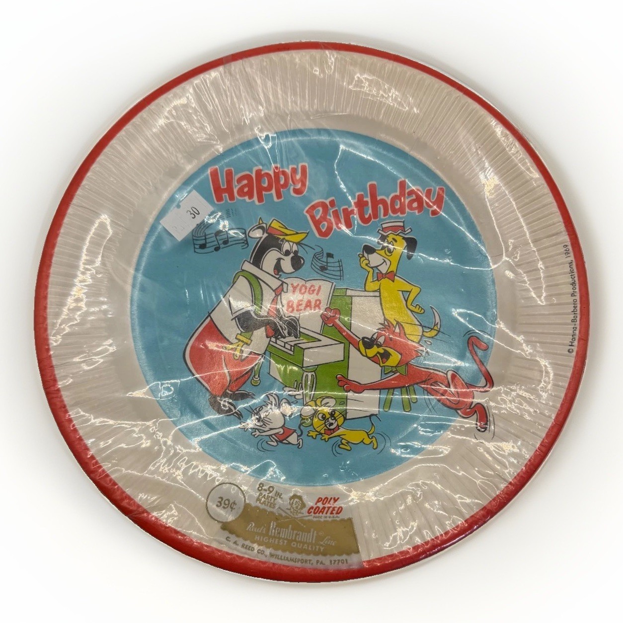 1969 Hanna-Barbera Yogi Bear Happy Birthday Paper Plates Sealed Pack 8 Reed's