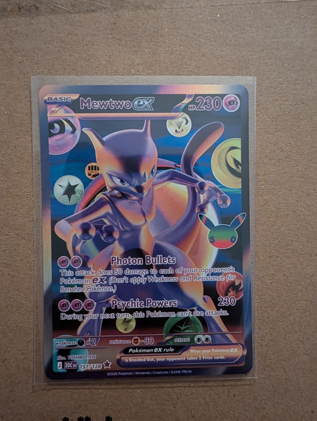 Pokemon Futuristic Mewtwo 157/128 30th Anniversary Celebrations Trading Card