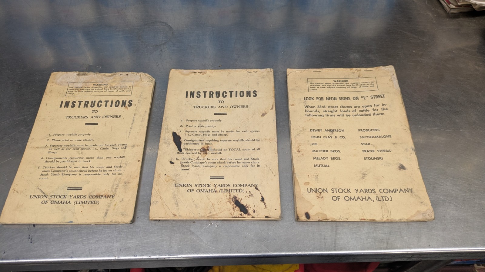 Vintage Omaha Stock Yard Unloading Instructions Truckers Check In Book