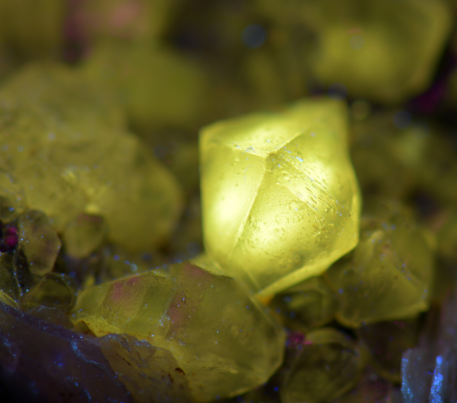 Cerussite crystals on Galena with Barite, Fluorescent. Morocco. 664 grams.