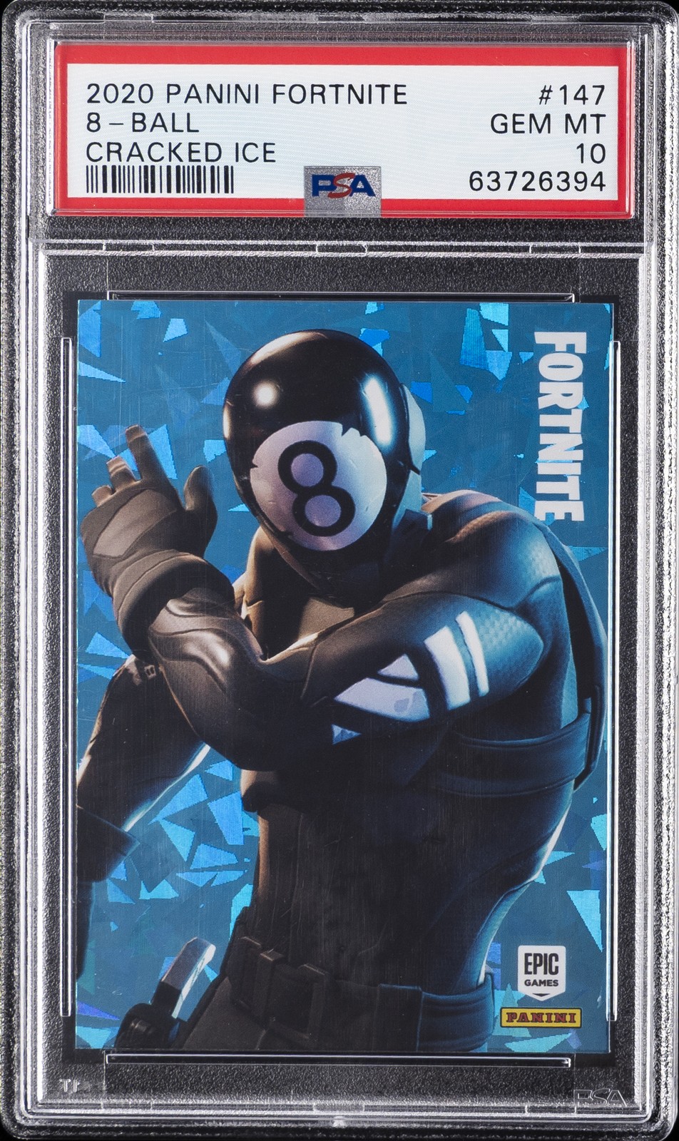 2020 PANINI FORTNITE CRACKED ICE #147 8-BALL PSA 10