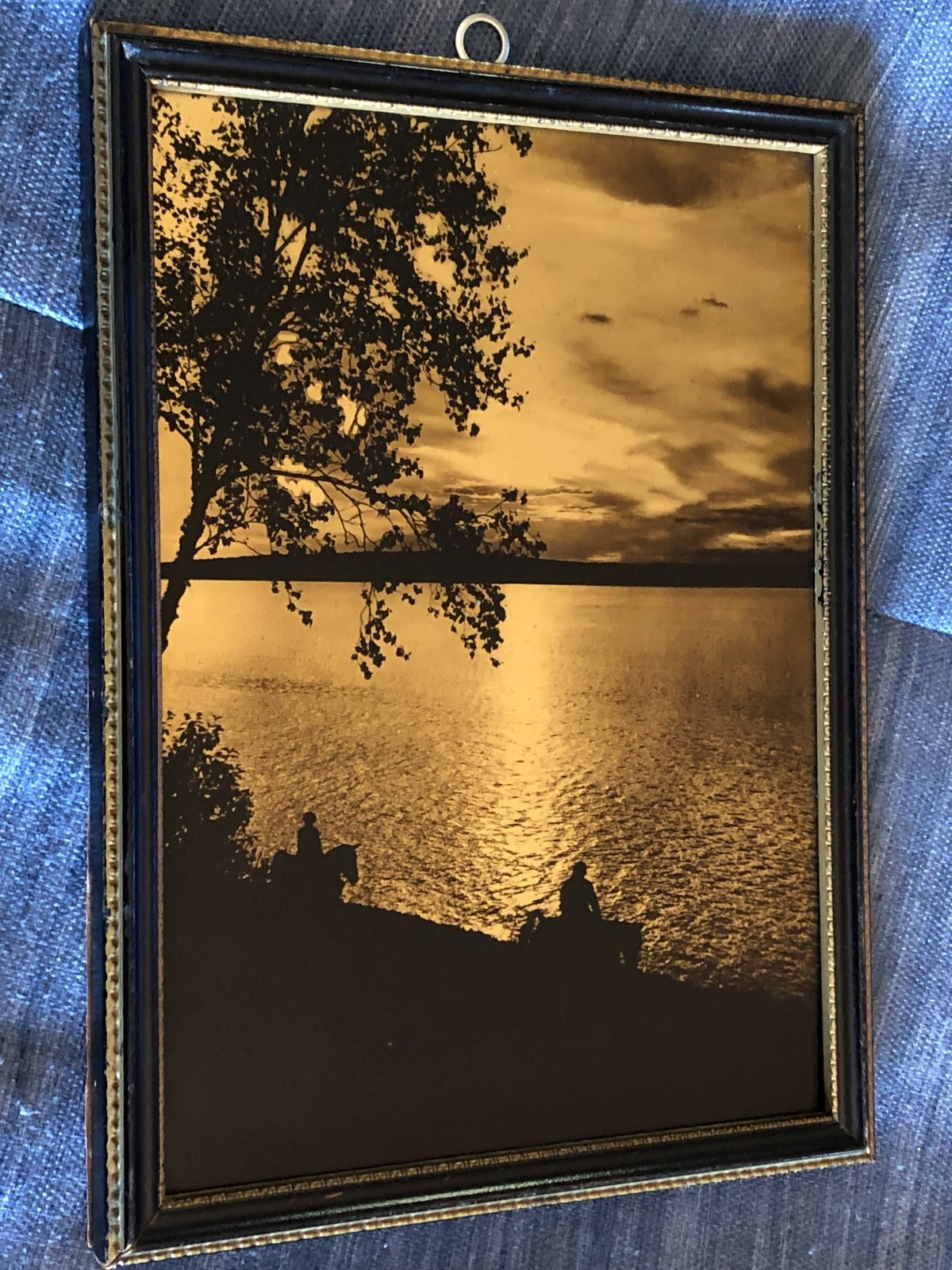 ANTIQUE FRAMED MOONLIGHT ON LAKE OROTONE SIERRA NEVADA YOSEMITE PILLSBURY 1900