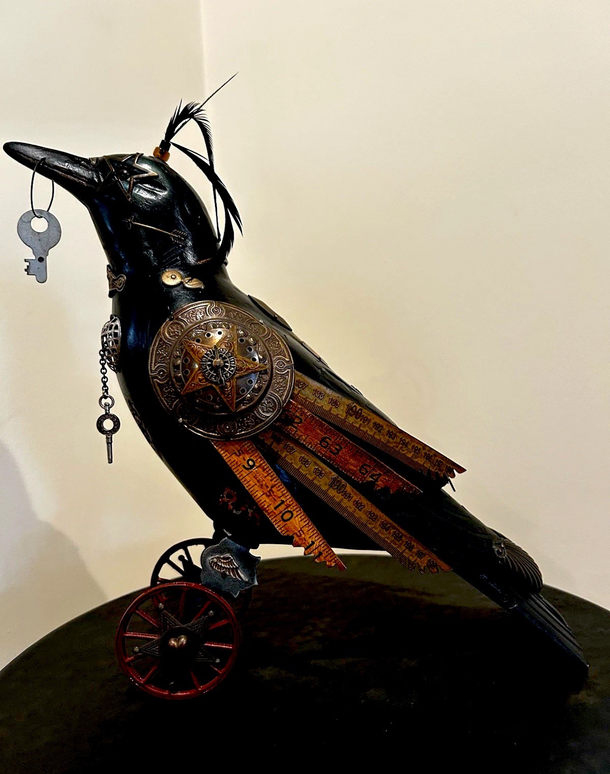 Mullanium Large Steampunk Raven with Antique Key