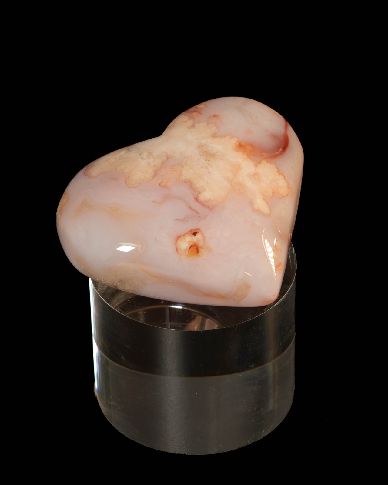 Carnelian Flower Agate Heart 120g Madagascar Crystal Pocket Stone