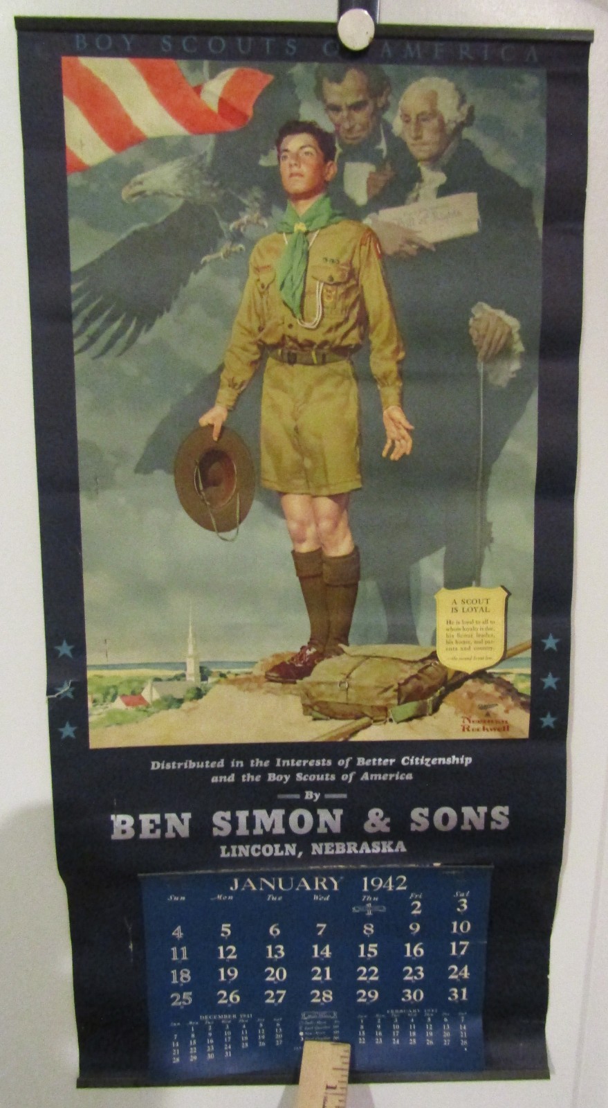 1942 Norman Rockwell Boy Scouts BSA Calendar COMPLETE Ben Simon Lincoln NE