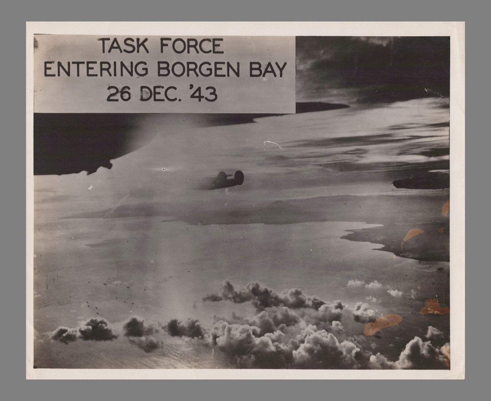WW2 Photo Task Force Entering Borgen Bay Pilot View 1943
