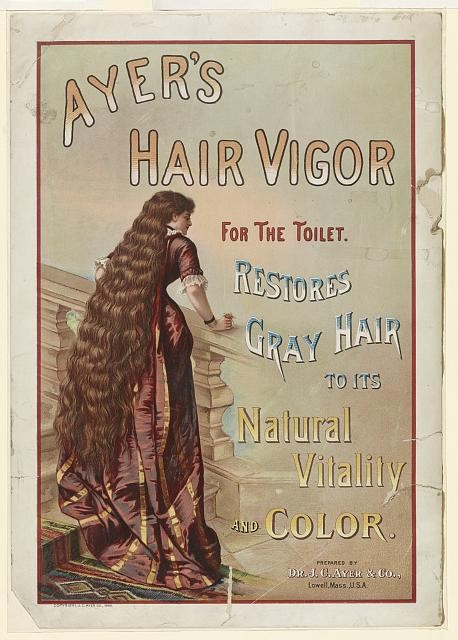1886 Ayer\'s Hair Vigor Ad Young Woman Long Hair Victorian Trade Print