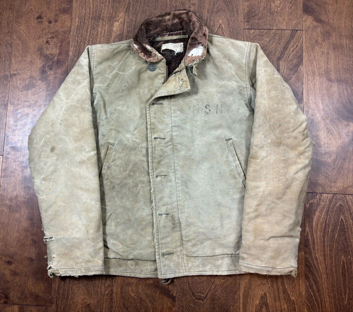 1940s WW2 USN N1 Deck Jacket Size 36 Vintage Thrashed Distressed Navy Contract