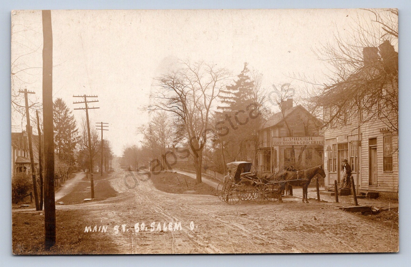 J87/ Salem Ohio RPPC Postcard c1910 Main Street Homes Residences  1685