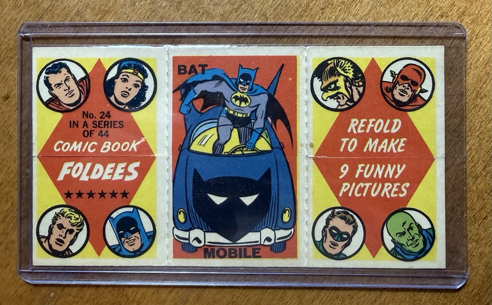 1966 Topps Foldees #24 Batman in Batmobile, Nice