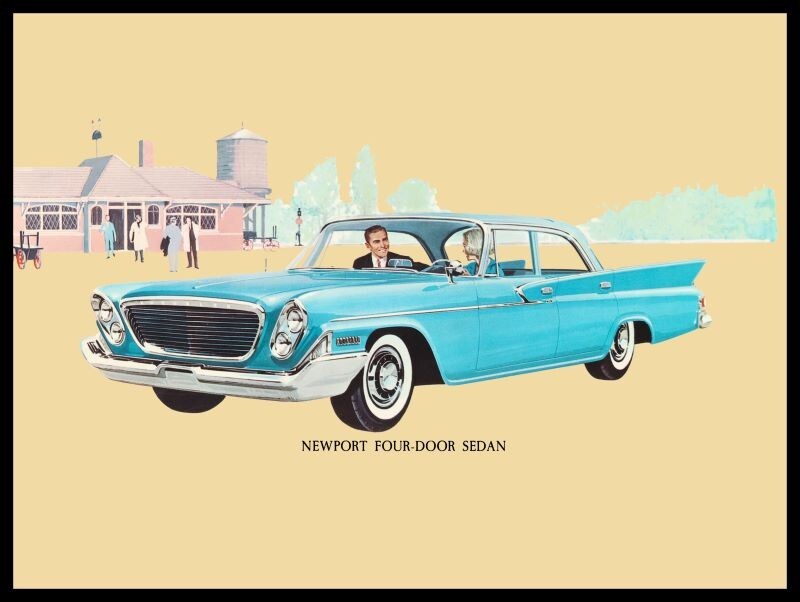 1961 Chrysler Newport 4 Door Hardtop in Blue Metal Sign: 12x16\