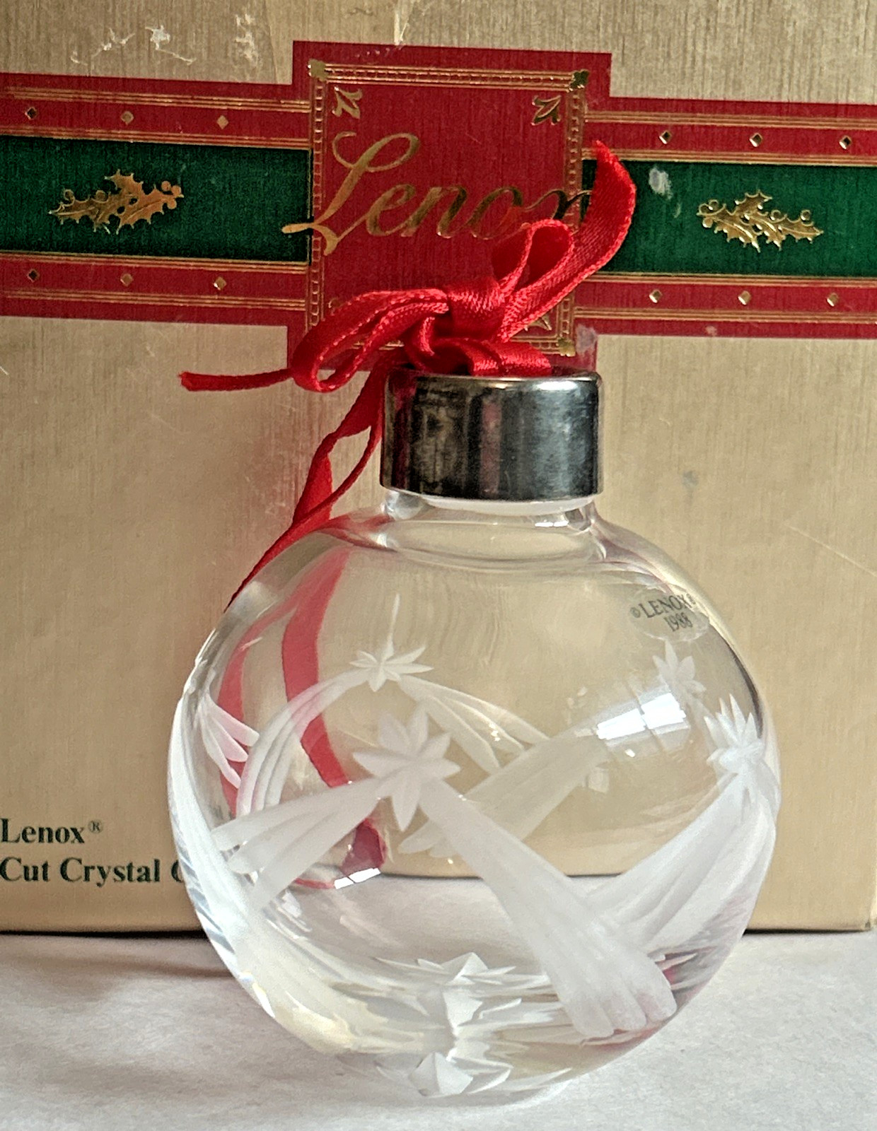 Lenox Cut Crystal Ornament ~ 1988 ~ Stars and Ribbon ~ *ORIGINAL BOX*