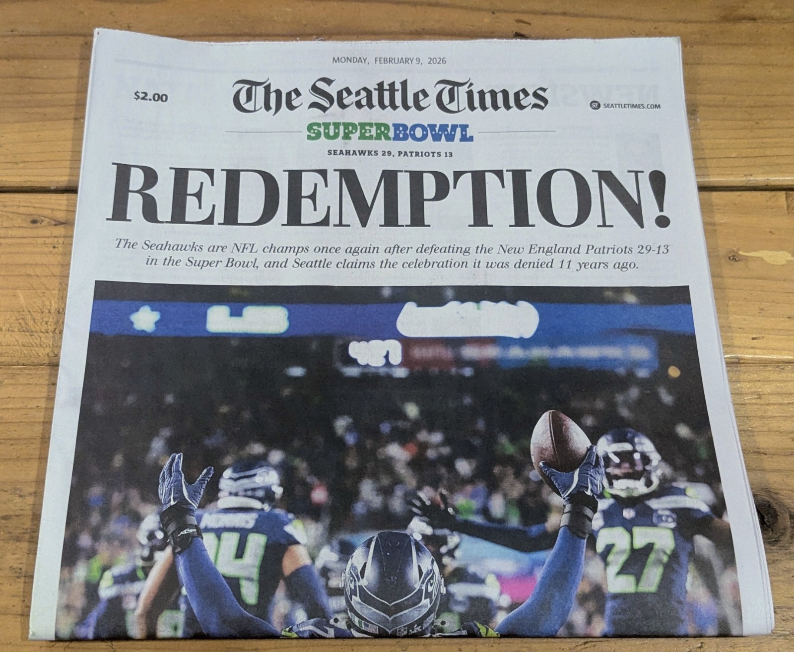 Seattle Times Newspaper – Seahawks Super Bowl LX Champions Edition – Feb 9, 2026
