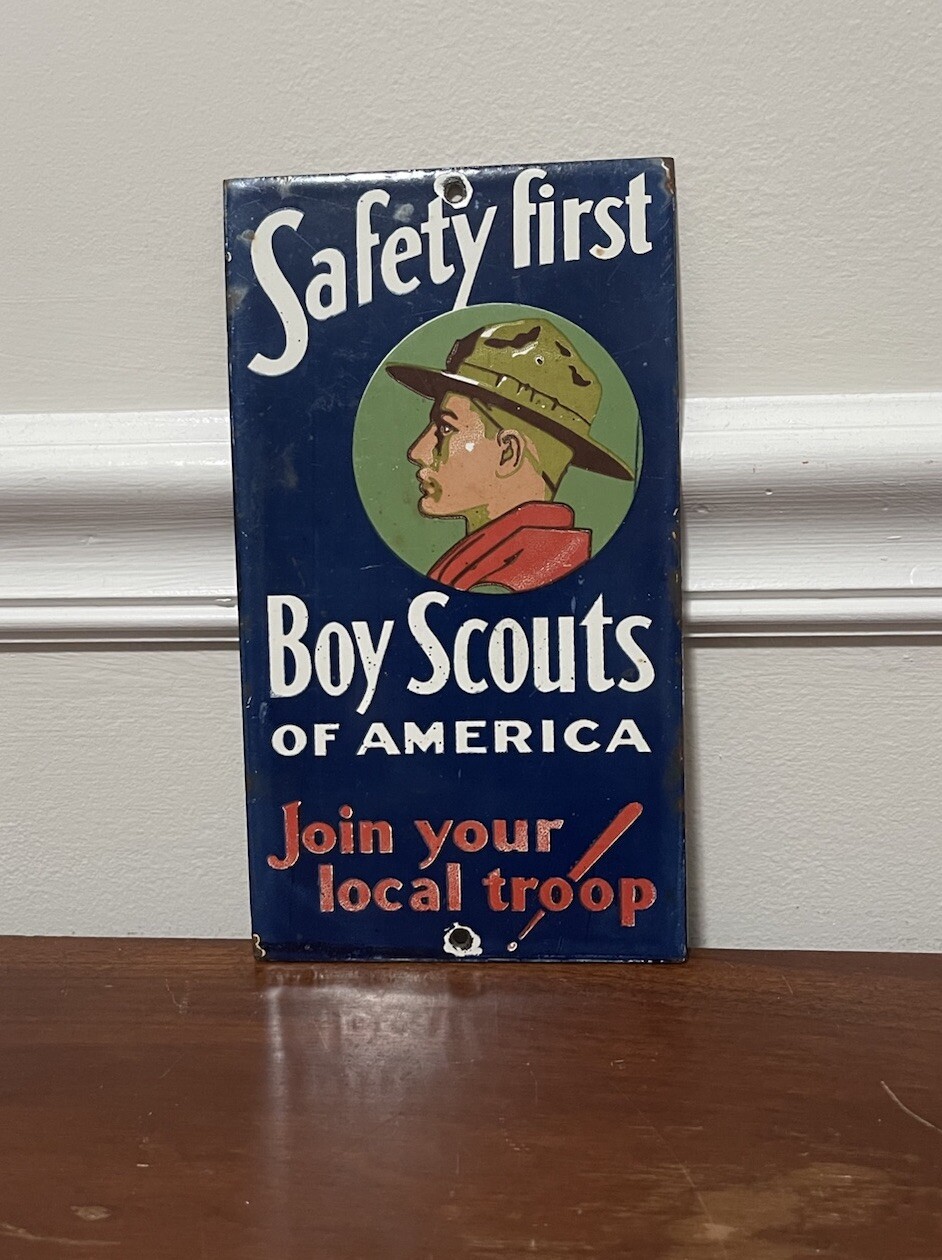Boy Scouts of America Service Station Safety 1st Sign Join Your Local Troop 5x9