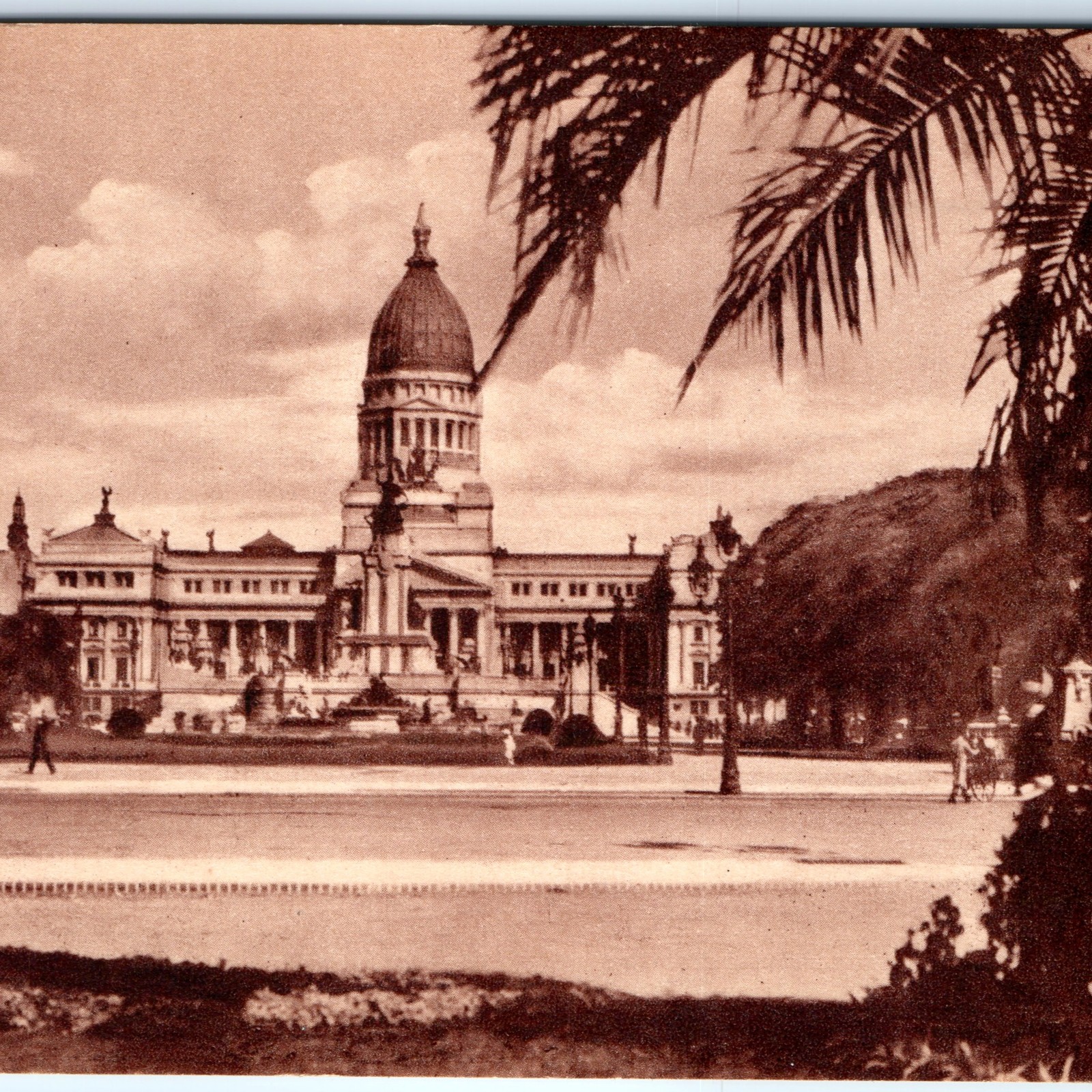 c1930s Buenos Aires Argentina Postcard Congress Square Dome Palm Monument A375