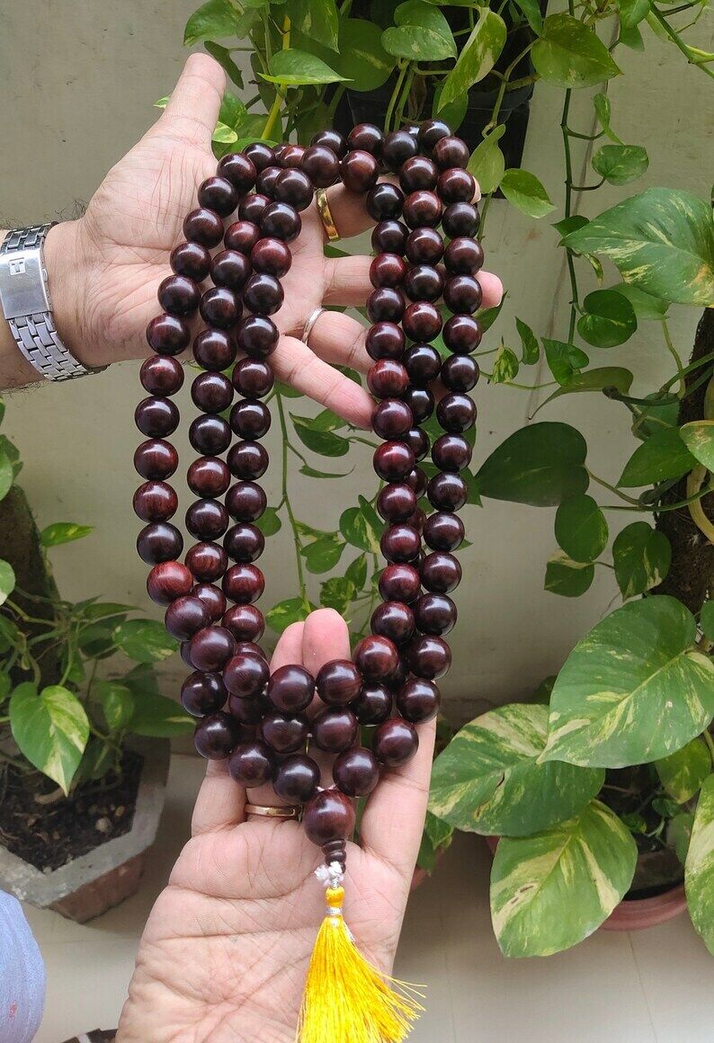 Red Sandalwood Mala Bracelet Beads 108 Prayer Buddha 16mm Necklace Yoga Medit