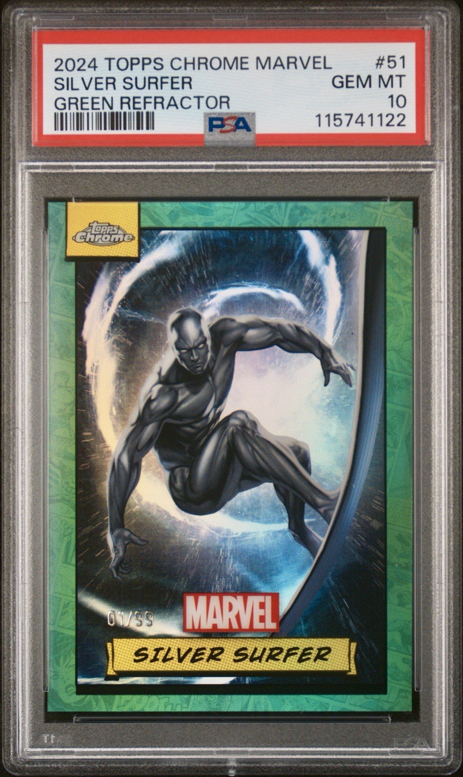Silver Surfer - 2024 Topps Chrome Marvel #51 Green Refractor 1/99 ALPHA