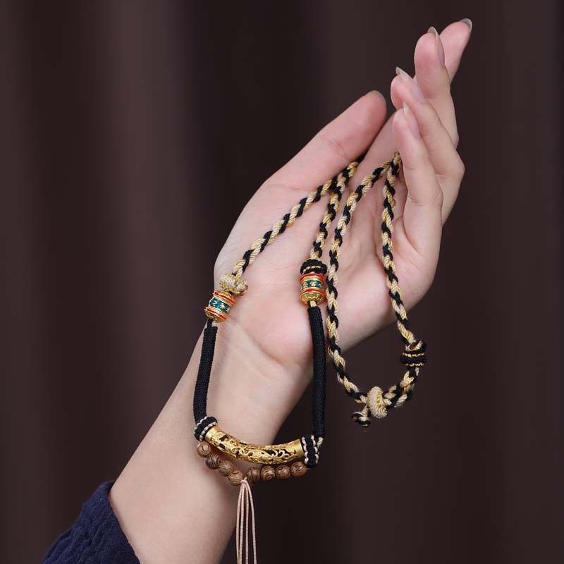 Tibetan Style Handmade Braided Cotton Cord Necklace For Dzi Bead Pendant