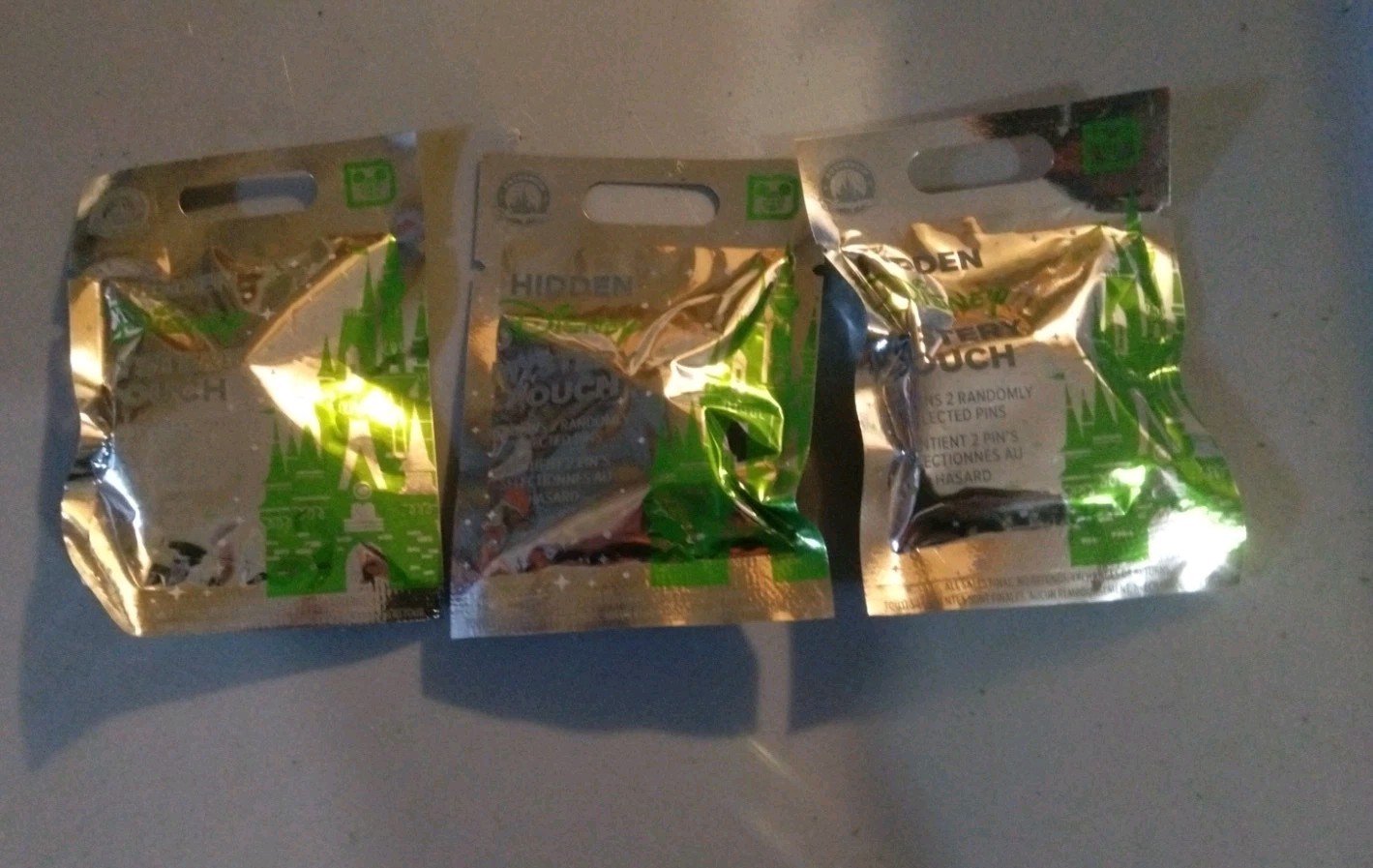 Lot of 3 Disney Parks 2026 Hidden Disney Mystery Pouch Wave A Green Castle NEW