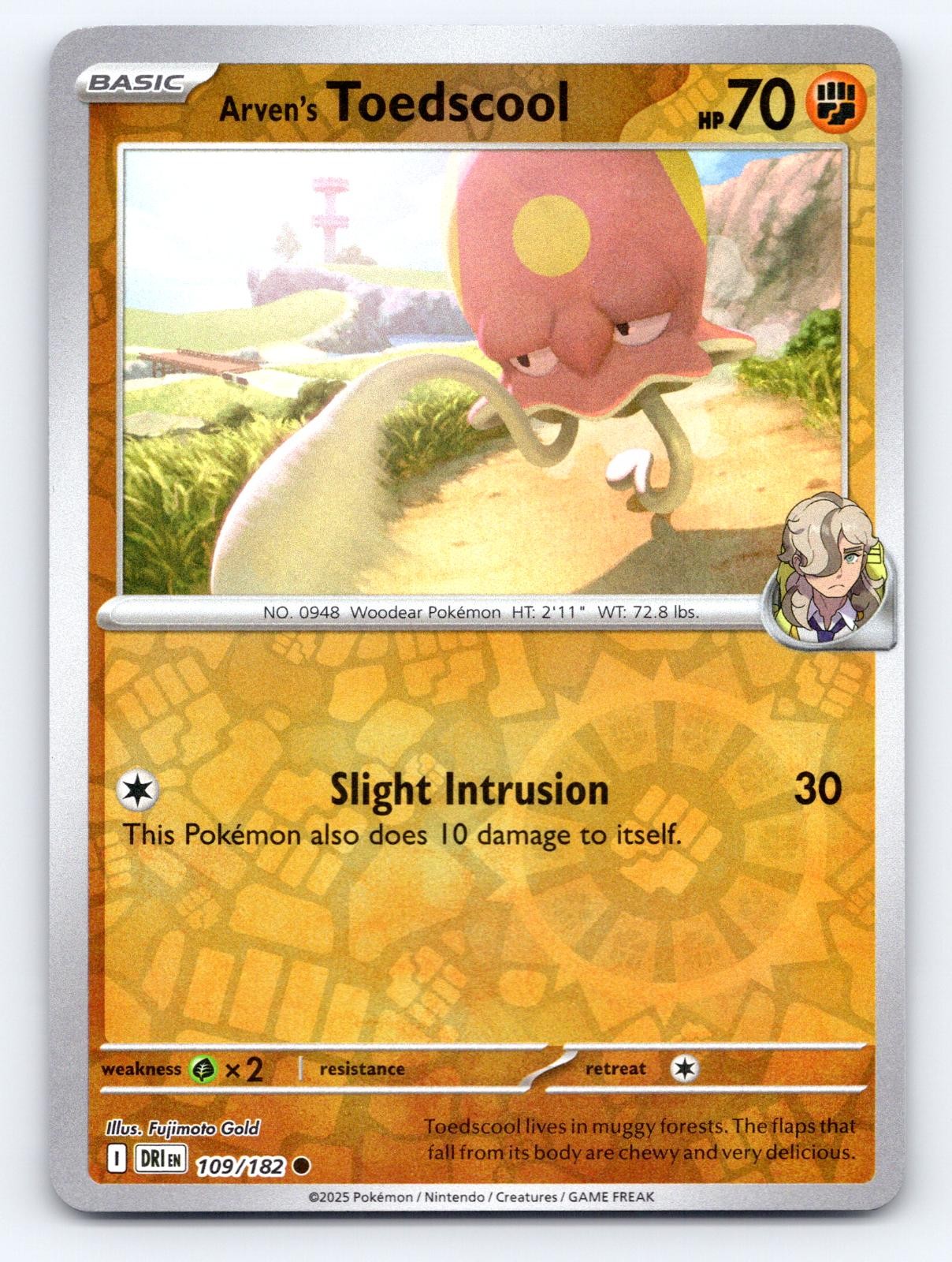 Arven\'s Toedscool 109/182 Common Destined Rivals Pokemon Reverse Holo LP
