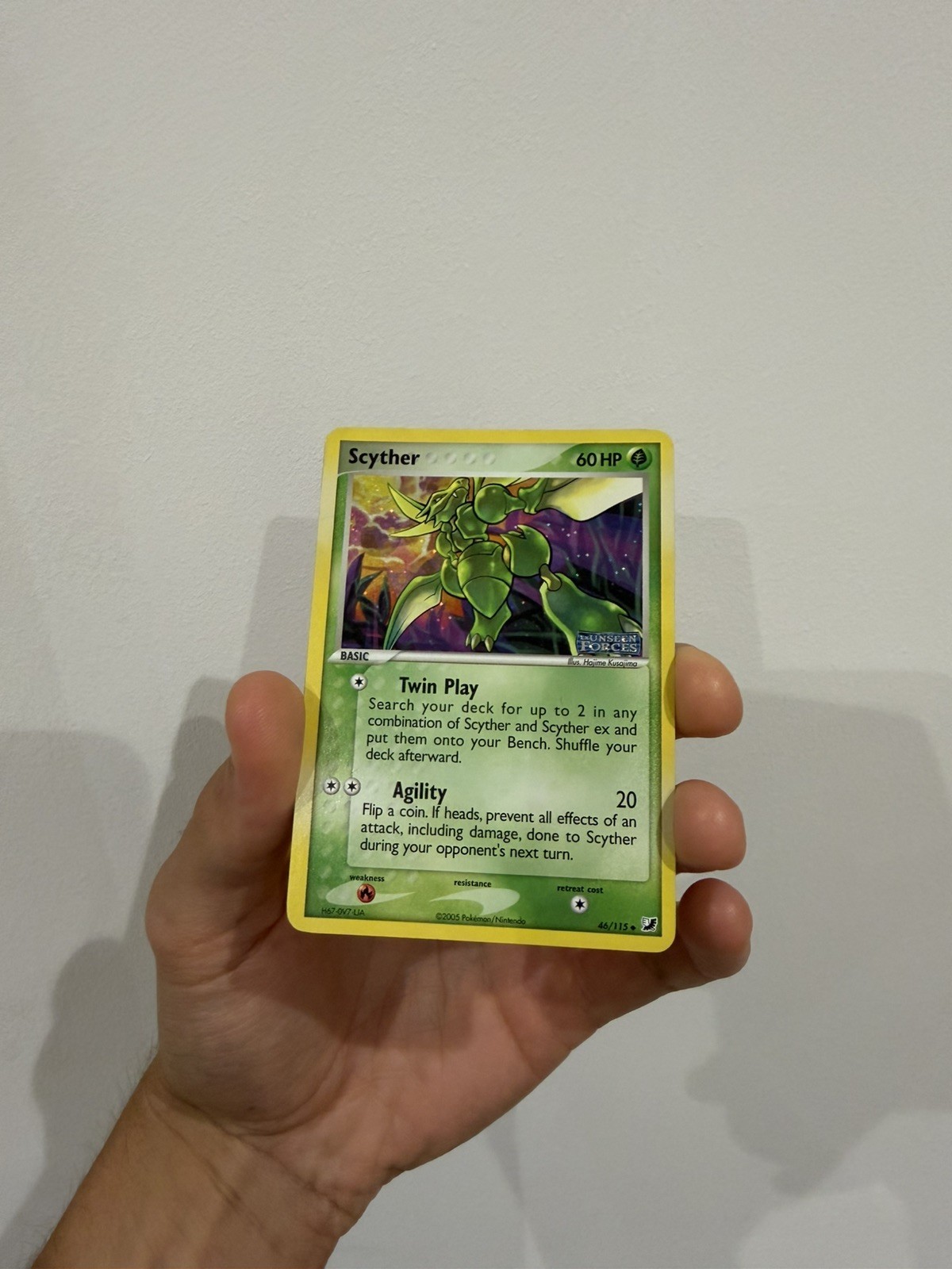 Pokémon TCG Scyther EX Unseen Forces 46/115 Reverse Holo Stamped