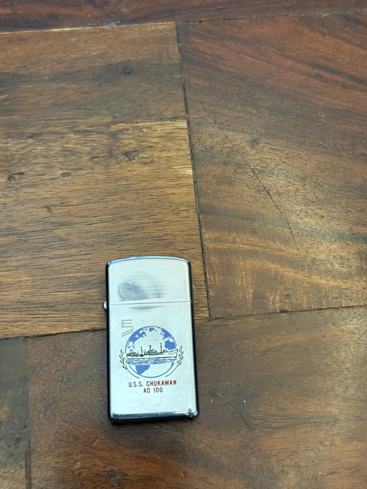 US Navy USS Chukawan AO 100  Zippo Slim. Needs Restoration.