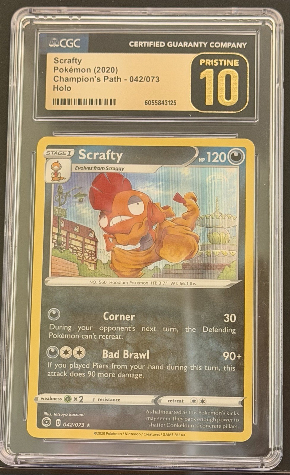 ✅ 2020 Pokemon Scrafty 042/073 Champions Path Holo CGC Pristine 10 ✅