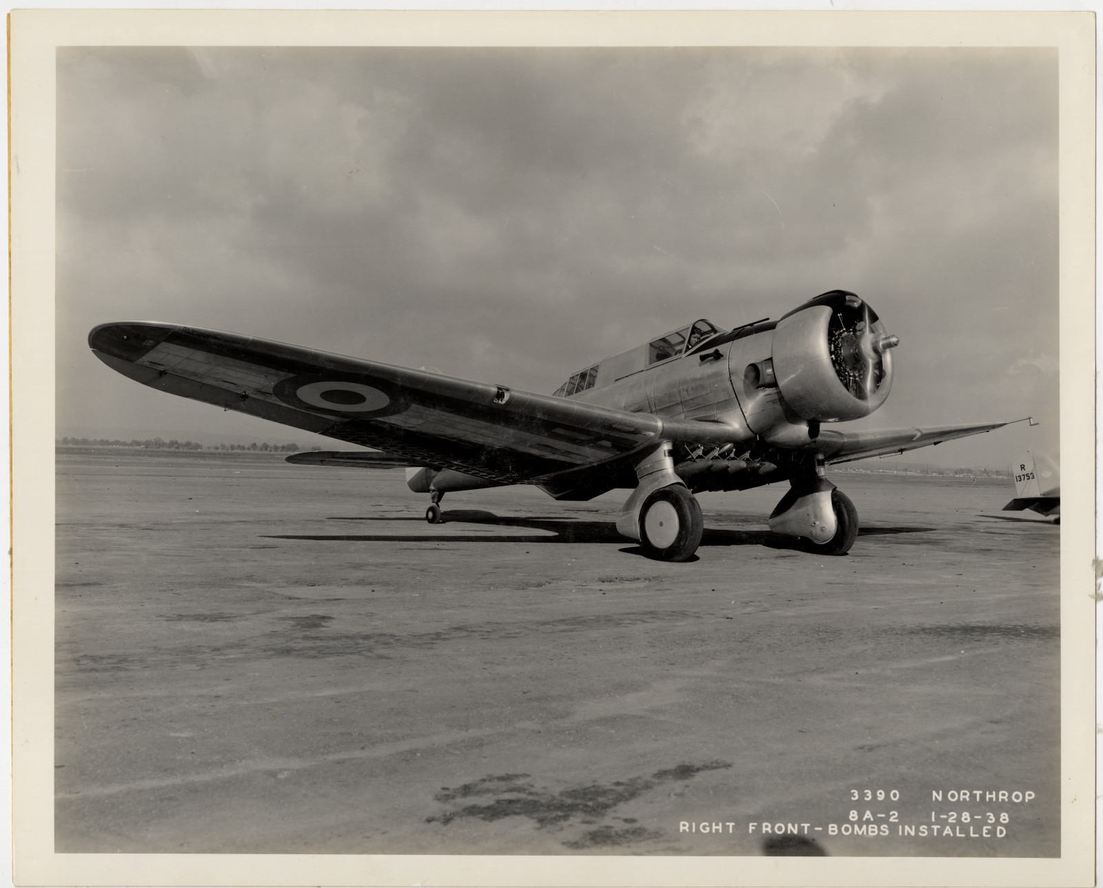 Original 1938 Northrop 8A-2 Attack Bomber Factory Photo Armed for Argentina 8x10
