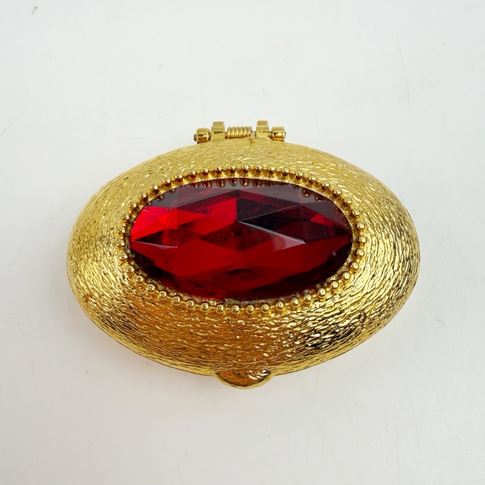 Vtg Helena Rubinstein Heaven Sent Solid Perfume Compact Gold Tone Red 70s Vanity
