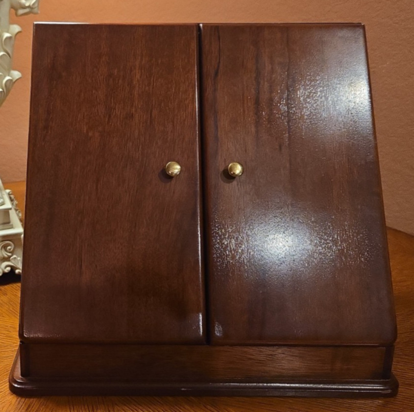 VTG Bombay Company Mahogany Desk Organizer Wooden Letter Box Cabinet