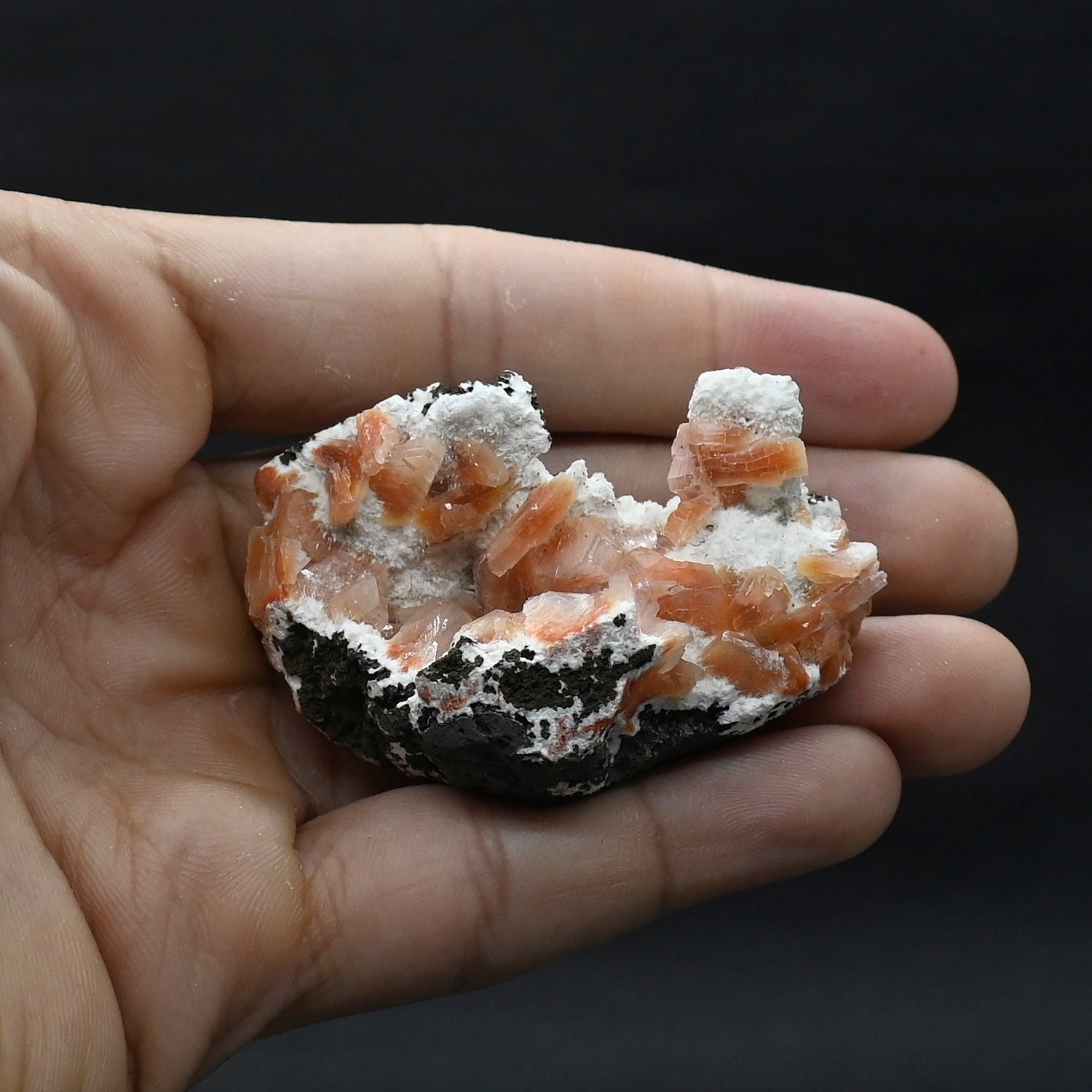 Orange Heulandite cluster on matrix (non precious natural stone) # 4312