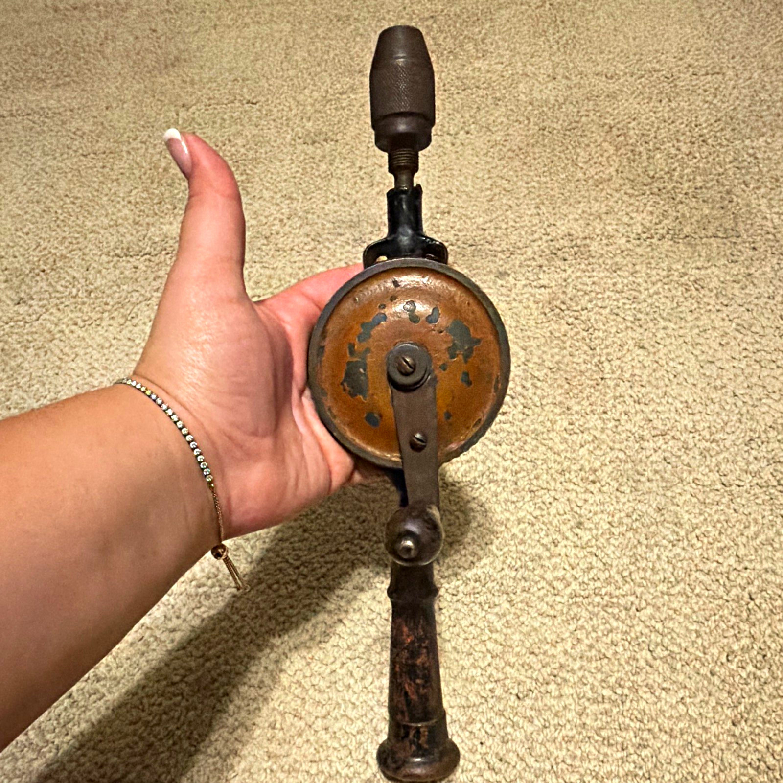 Vintage Original Hand Crank Eggbeater Style Gear Drill w/ Chuck