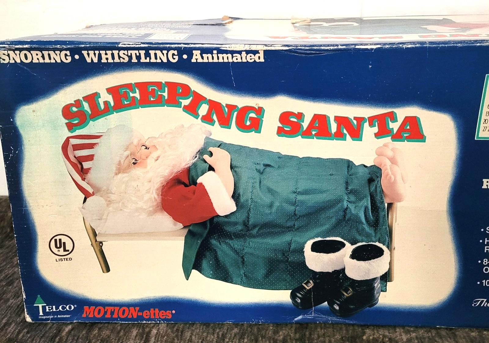 Vintage 1992 Telco Sleeping Snoring Whistling Santa Fast Shipping READ See Video