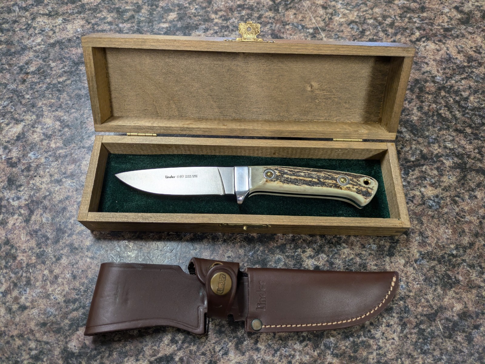 VTG Linder 440 Solingm Germany Knife Hand Crafted Stag Handle Riveted Full Tang