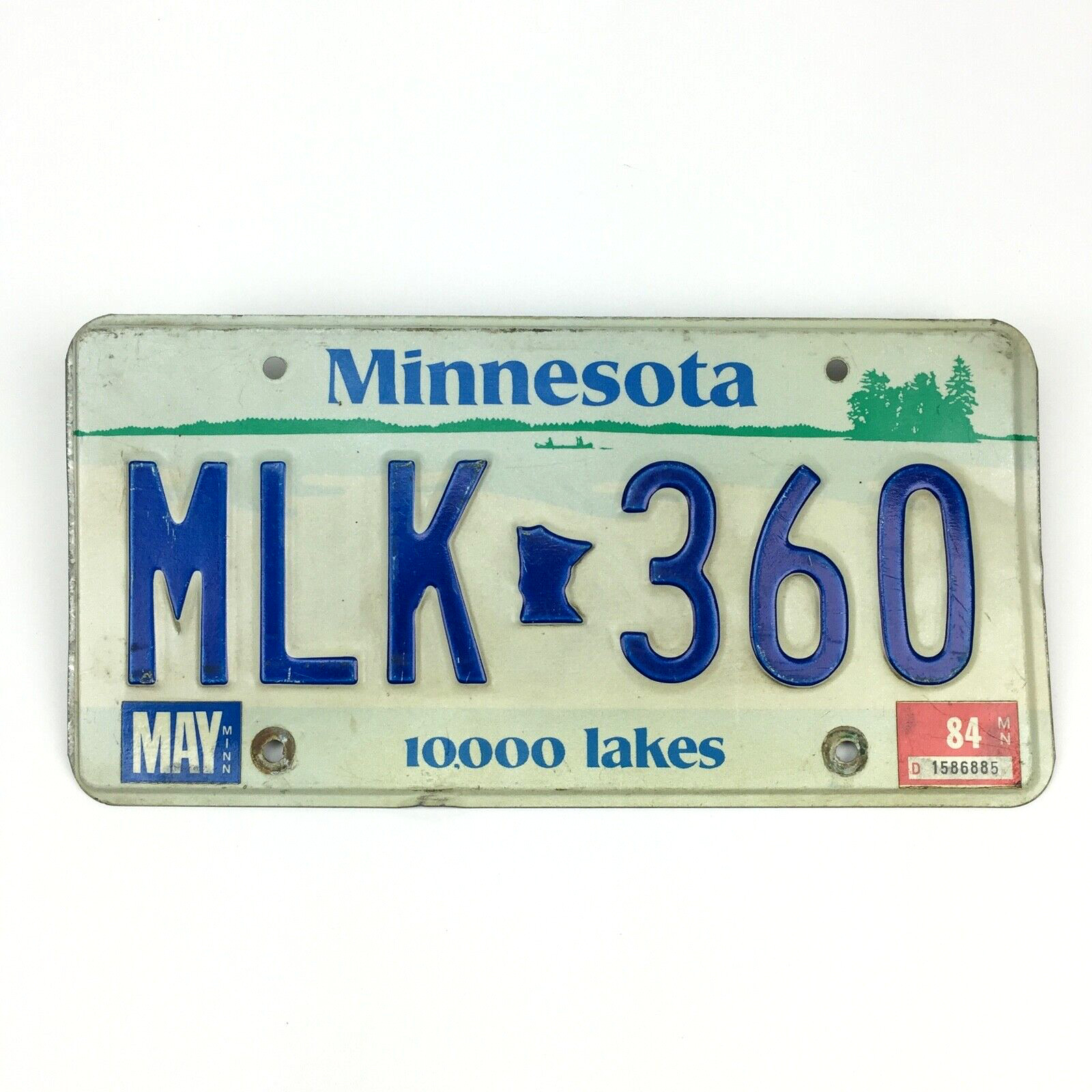 Vintage Embossed Minnesota License Plate, 1982, # MLK 360