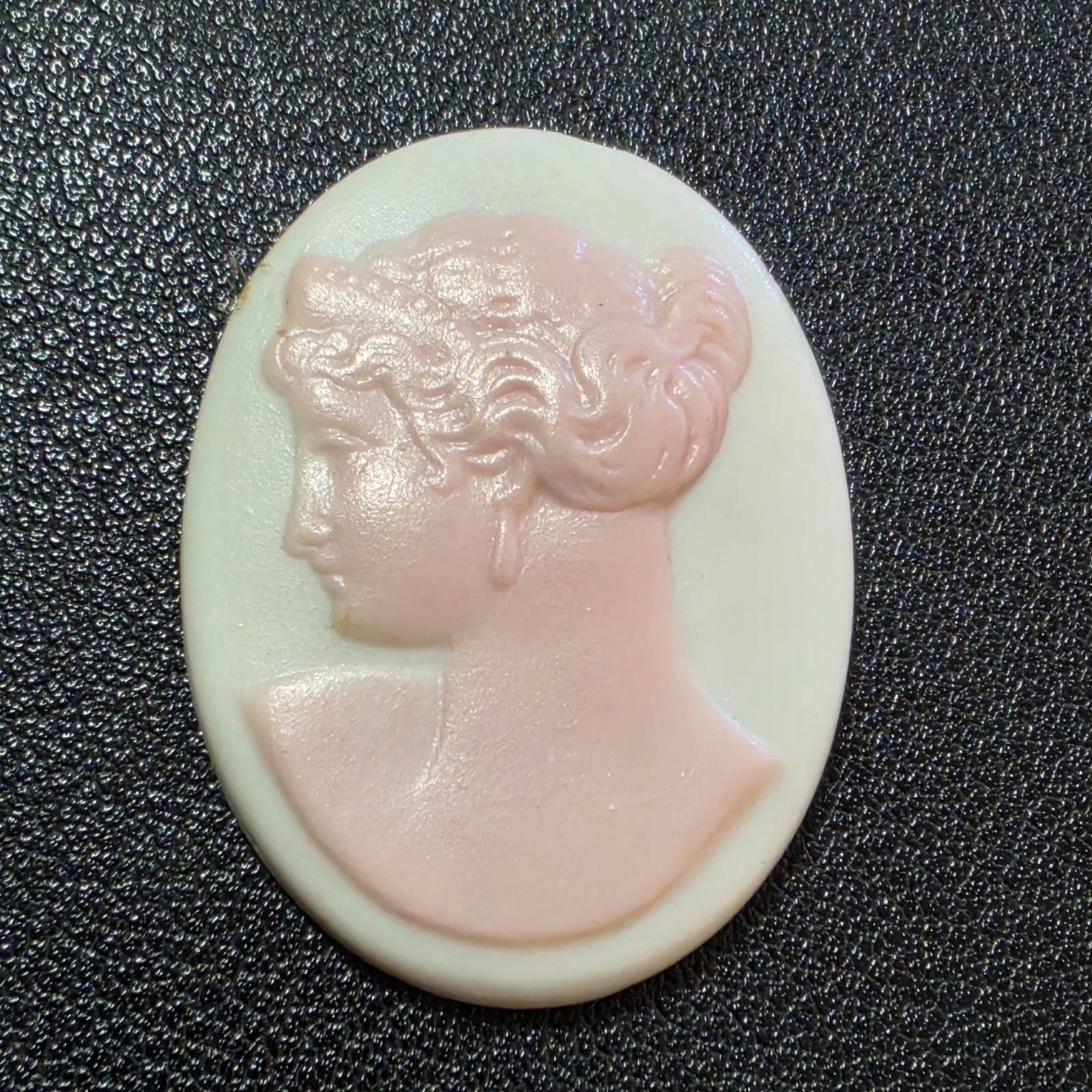 Vintage Signed Limoges France Pink Lady Cameo Porcelain Plaque Cabochon 