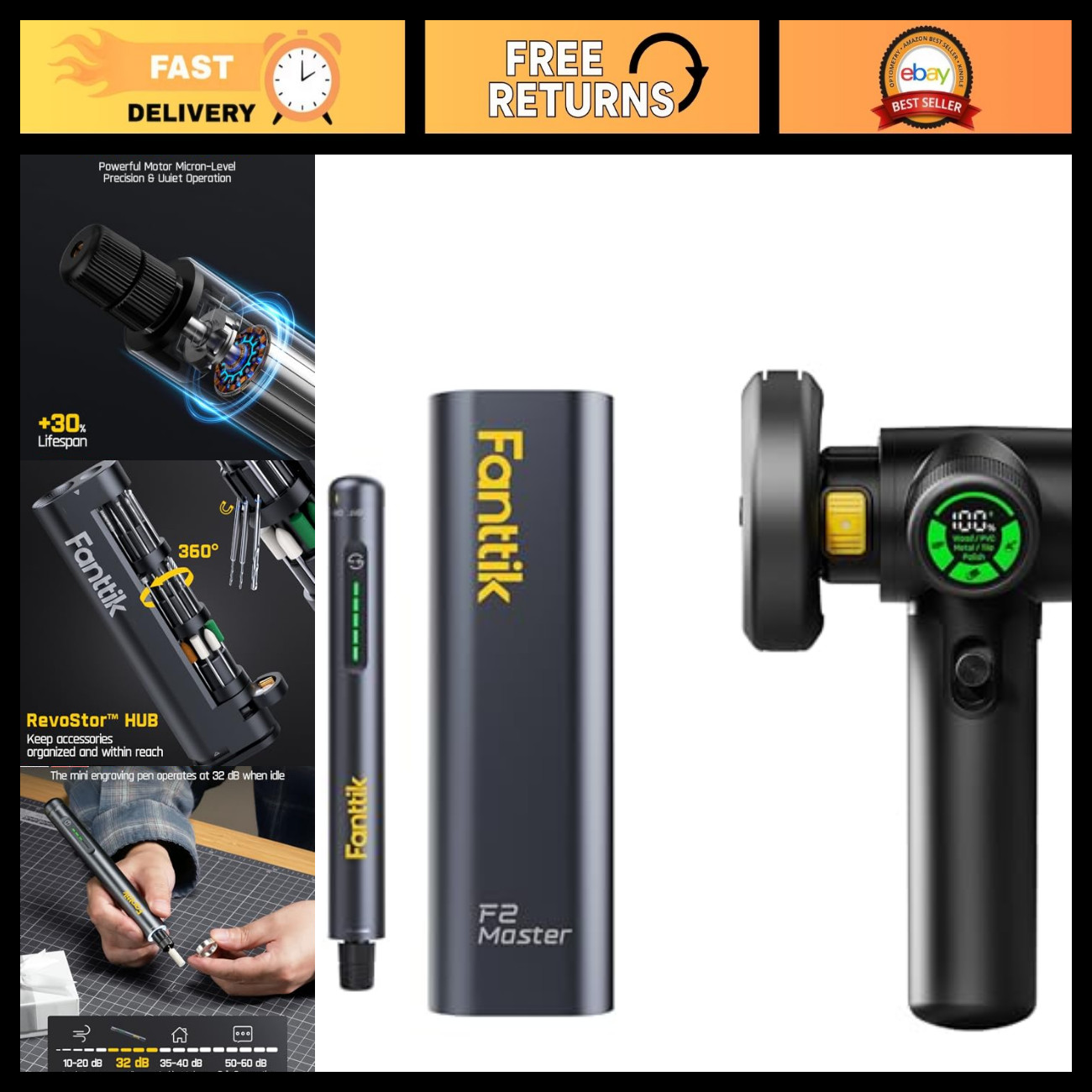 Fanttik F2 Master Mini Cordless Rotary Tool Kit 4V & Fanttik M10 ACE Cordless An