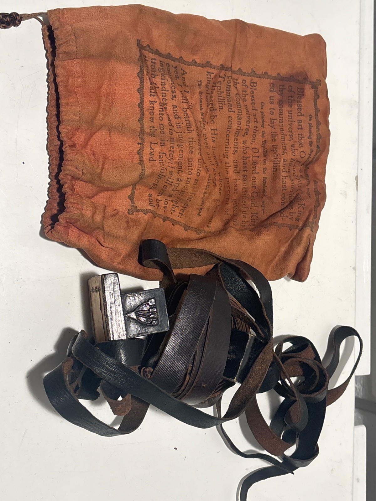 MINIATURE OLD TEFILLIN ANTIQUE JUDAICA EAST EUROPE 19CE JEWISH PRAYER
