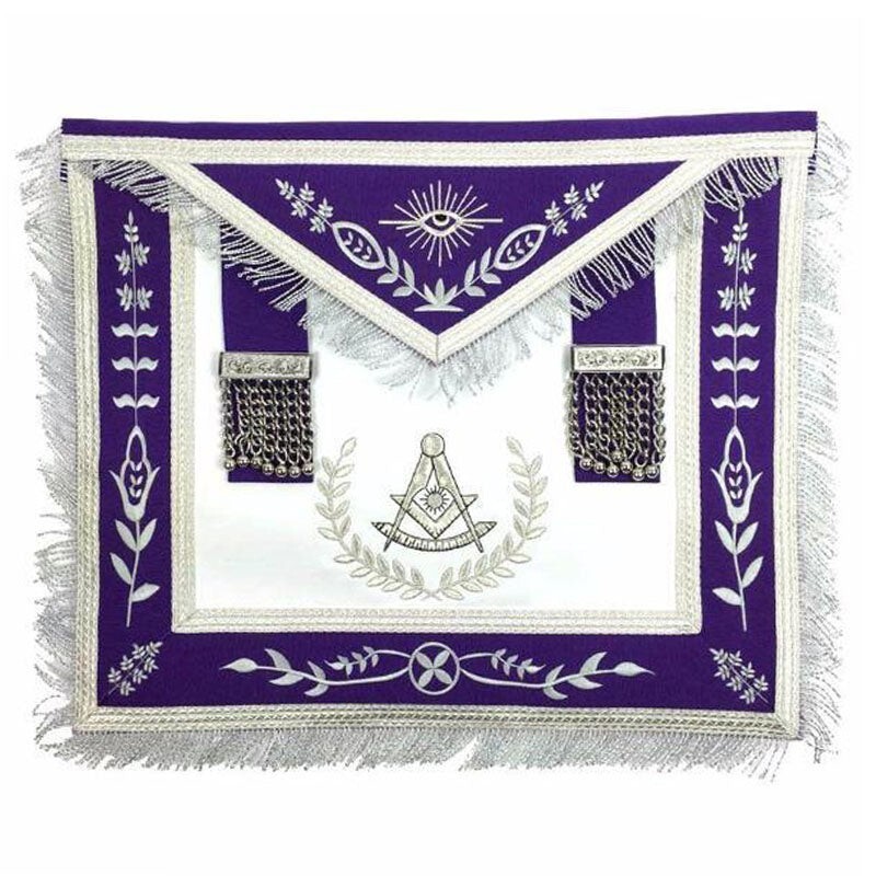 Masonic Blue Lodge Past Master Apron Purple with Machine Embroidery