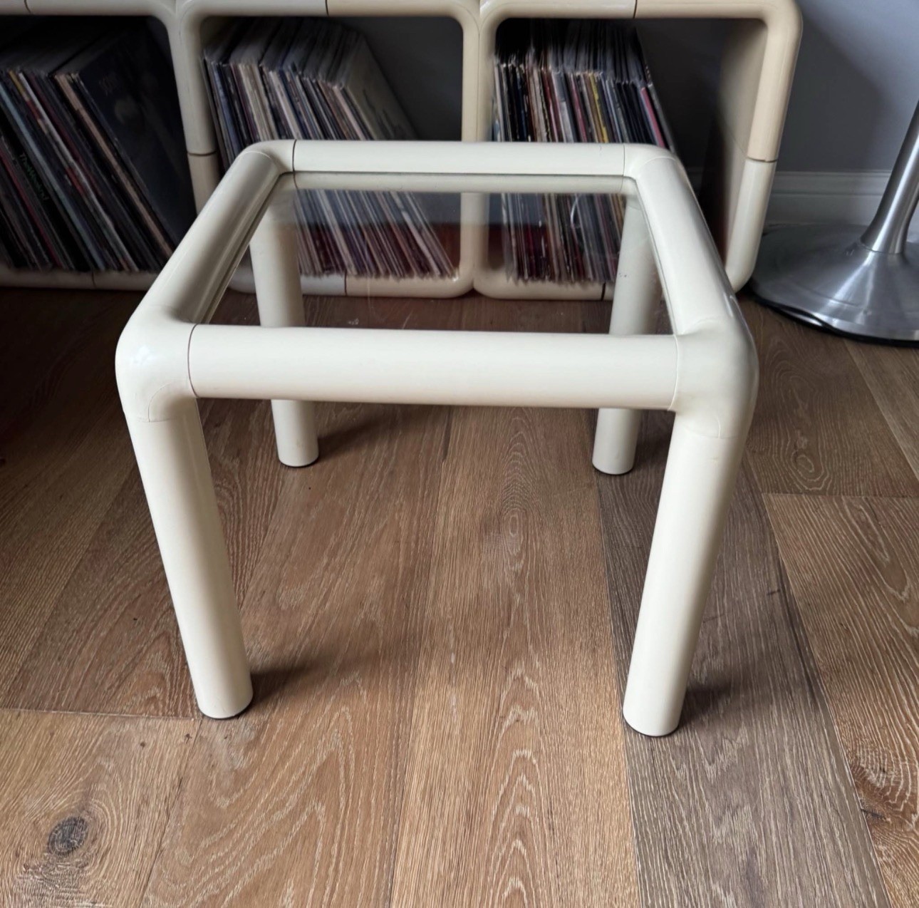 Vintage 1970s Space Age Plastic Side Table - UMBO Style - Cream Color